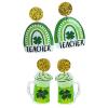 2 Pairs St. Patrick's Day Earrings Irish Shamrock Luck Acrylic Earrings for Women Holiday Stud Earrings Christmas Valentine's Day St. Patrick's Day Earrings view 1