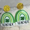 2 Pairs St. Patrick's Day Earrings Irish Shamrock Luck Acrylic Earrings for Women Holiday Stud Earrings Christmas Valentine's Day St. Patrick's Day Earrings view 4
