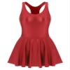 Vxuxlje Women's Glossy Sleeveless Skirted Leotard Racerback Ballet Dance Gymnastics Bodysuits Burgundy Small view 4