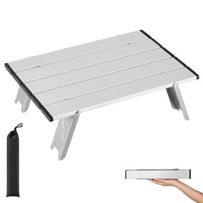 ATEPA Small Camping Table, Ultralight Portable Beach Table Folding Compact Camp Tables with Aluminum Legs Carry Bag for Backpacking Hiking Fishing Picnic Tent Outdoor Travel