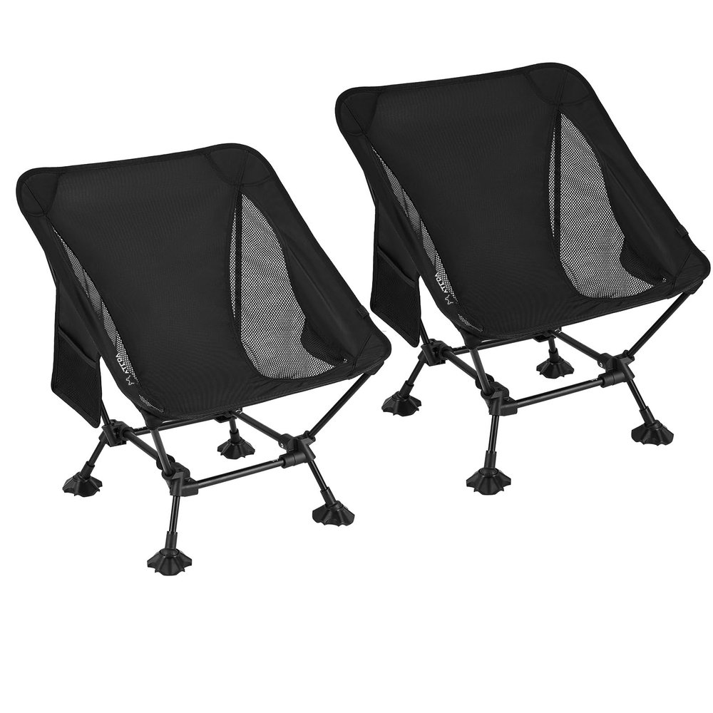 ATEPA Backpacking Chair, Ultralight Folding Portable Small Camping Chairs for Adults Compact Foldable Beach Seat with Anti-Sinking Feet & Aluminum Frame for Outdoor Hiking Travel Fishing, 2 Pack