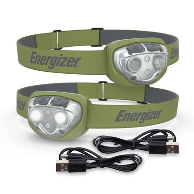 Energizer PRO-400 Headlamp Rechargeable (2-Pack), IPX4 Water Resistant Rechargeable Headlamp, Ultra Bright Multiple Light Modes Head Lamp, Camping, Running, Outdoors, Emergency Light, USB Included