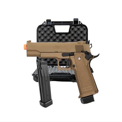 GoldenBall & Eagle Steel 1911 OPS-MRP Hi-Capa 5.1 Gas Blowback Airsoft Pistol with Case & Extra Magazine (9''/Tan)