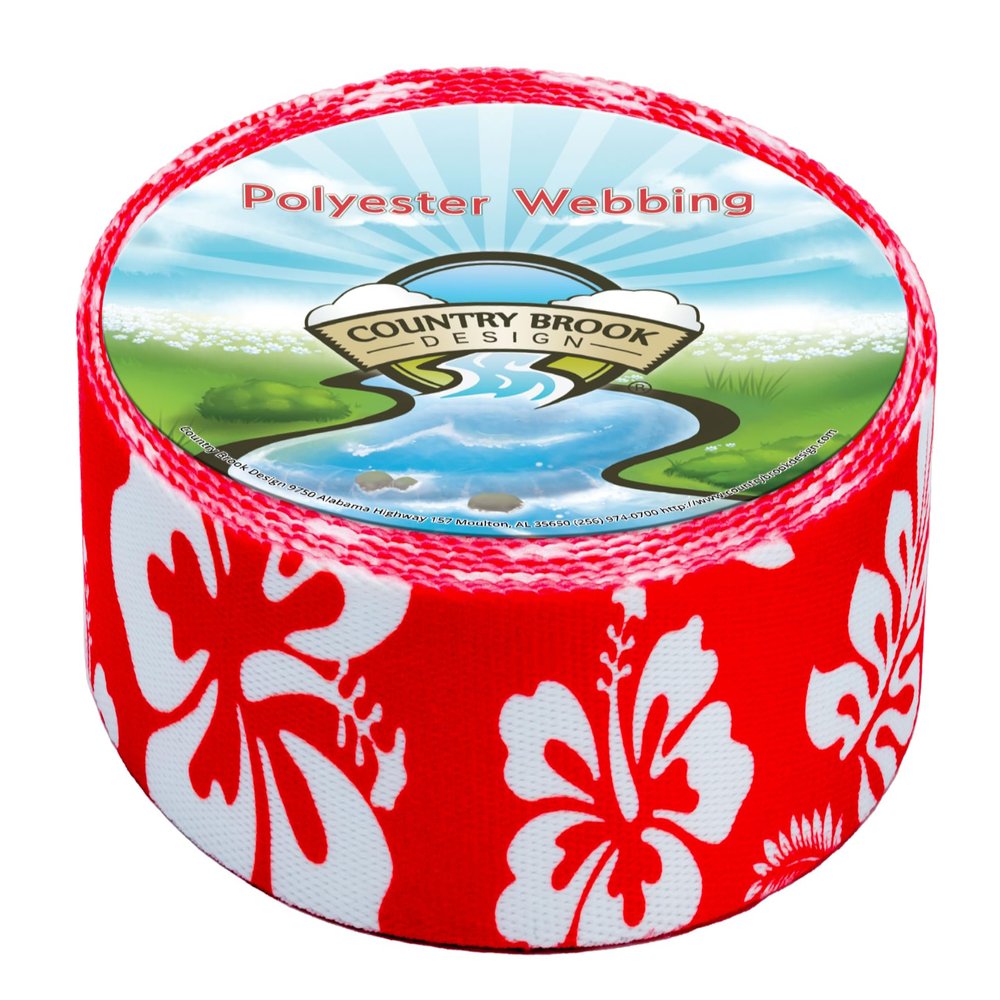 Country Brook Design - Red Hawaiian Polyester Webbing (1 1/2 Inch, 20 Yards)