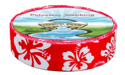 Country Brook Design - Red Hawaiian Polyester Webbing (1 1/2 Inch, 10 Yards)
