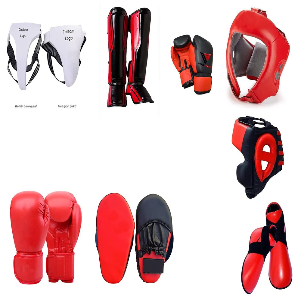 1 Set of Personalized Boxing Equipment/Headguard, Groin Guard, Focus Pads, Shinpads, Boxing Gloves, Kickboxing Shoes