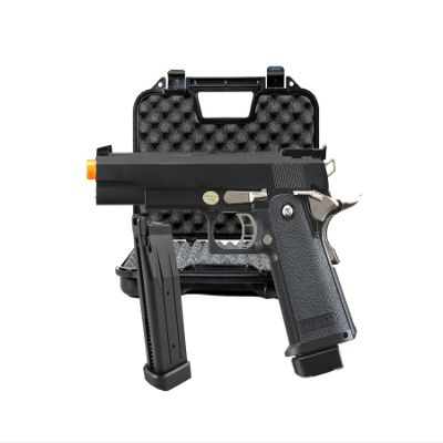 GoldenBall & Eagle Steel 1911 OPS-MRP Hi-Capa 5.1 Gas Blowback Airsoft Pistol with Case & Extra Magazine (9''/Black)