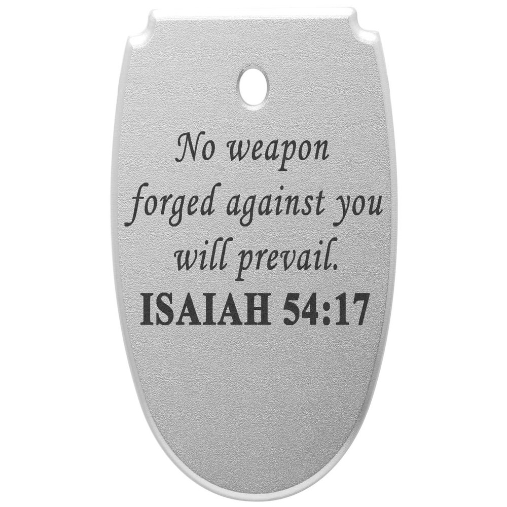 NDZ Performance Magazine Floor Base Plate for Sig P320 Series & P250 9mm .40 .357, Laser Engraved Anodized Aluminum in Silver, Made in The USA - Bible Isaiah 54:17
