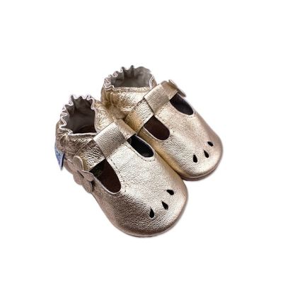 Real Leather Easy-on Baby Shoes (USA Brand) (Gold, us_Footwear_Size_System, Infant, Age_Range, Medium, 12_Months, 18_Months)