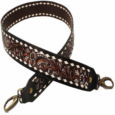 CHALLENGER Western Antique Floral Tooled Leather Replacement Shoulder Strap 115FK13