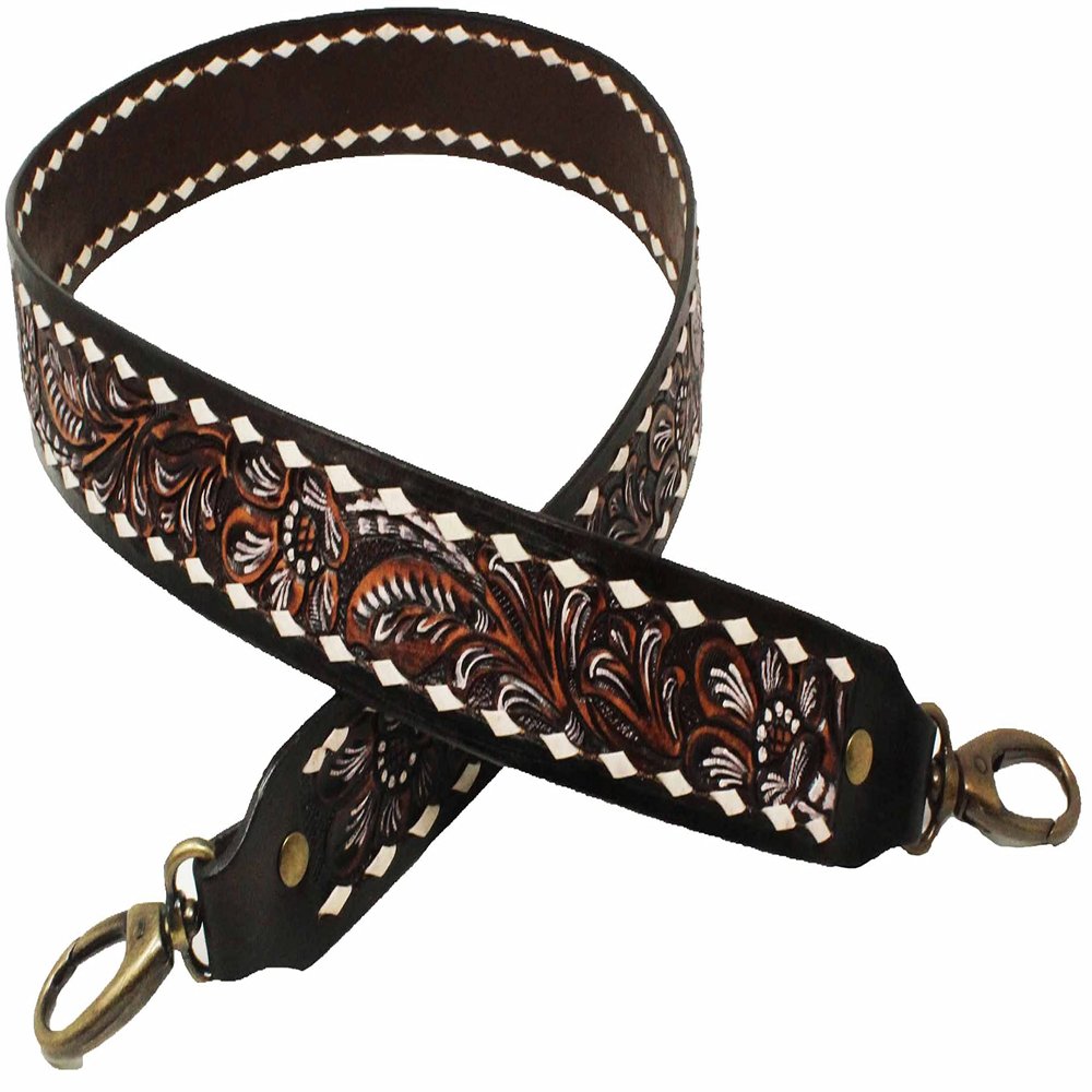 CHALLENGER Western Antique Floral Tooled Leather Replacement Shoulder Strap 115FK13