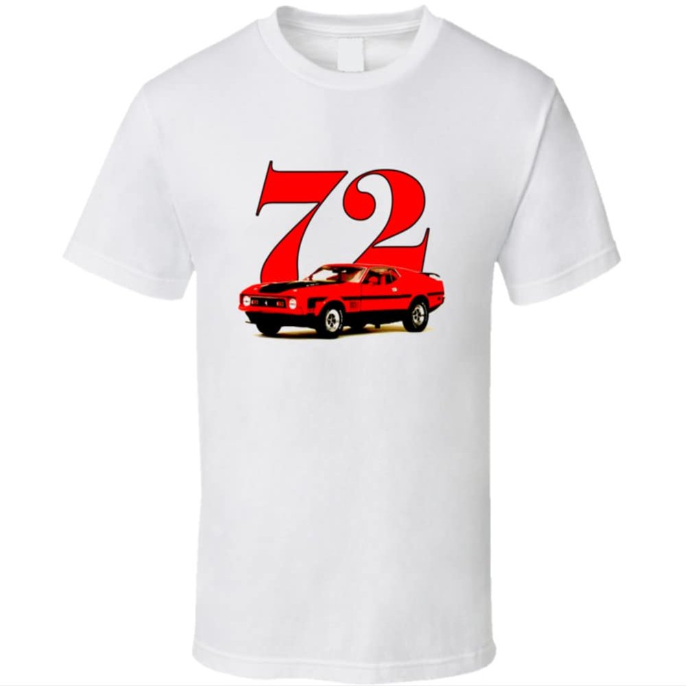 1972 Red Mustang Mach 1 Musclecar Gift T Shirt 4XL White
