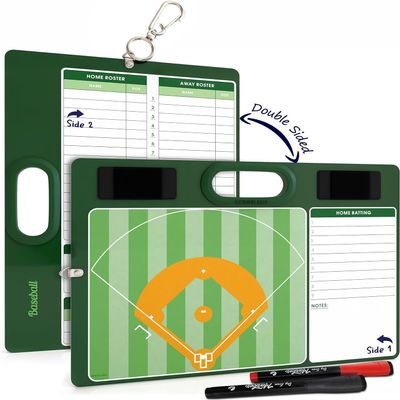 Baseball Dry Erase Lineup Board 15x10.5 Double Sided Coaching Whiteboard with 2 Markers Softball and Baseball Scorekeeping Accessories