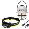 CAMPING KIT: Nitecore NU43 Lighweight rechargeable headlamp 1,000 Lumens w/ LR40 Rechargeable Camping Lantern and Eco-Sensa USB-C Charging cable