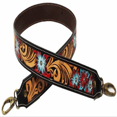 CHALLENGER Western Hand-Tooled Floral Multicolor Leather Replacement Shoulder Strap 115FK10