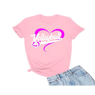 5X-Large Pink Mens Volleyball Heart Design Gift Idea T-Shirt