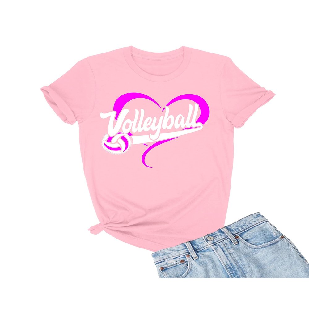 5X-Large Pink Mens Volleyball Heart Design Gift Idea T-Shirt