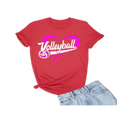 4X-Large Red Mens Volleyball Heart Design Gift Idea T-Shirt