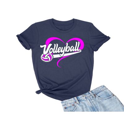 5X-Large Navy Blue Mens Volleyball Heart Design Gift Idea T-Shirt