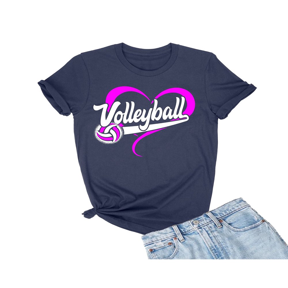 5X-Large Navy Blue Mens Volleyball Heart Design Gift Idea T-Shirt