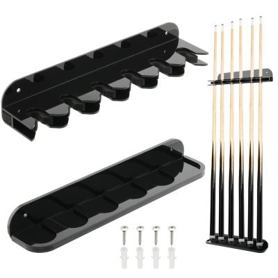 Cosmos Acrylic 2-Piece Billiard Cue Rack Wall Mount Billiard Stick Holder Wall Rack, Eva Foam Cue Clips Holds 6 Pool Cues, Billiard Pool Equipment Accessories (Solid Black)