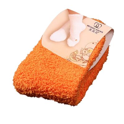 Bed Soft Girls Warm Women Floor Home Color Winter Socks Socks Raffle Socks (Orange, One Size)