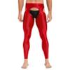 Linjinx Men's Adult 70D Oily Glossy Leggings High Waisted Cutout Nylon Tights Backless Skinny Pants Red One Size view 1