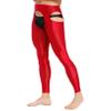Linjinx Men's Adult 70D Oily Glossy Leggings High Waisted Cutout Nylon Tights Backless Skinny Pants Red One Size view 2