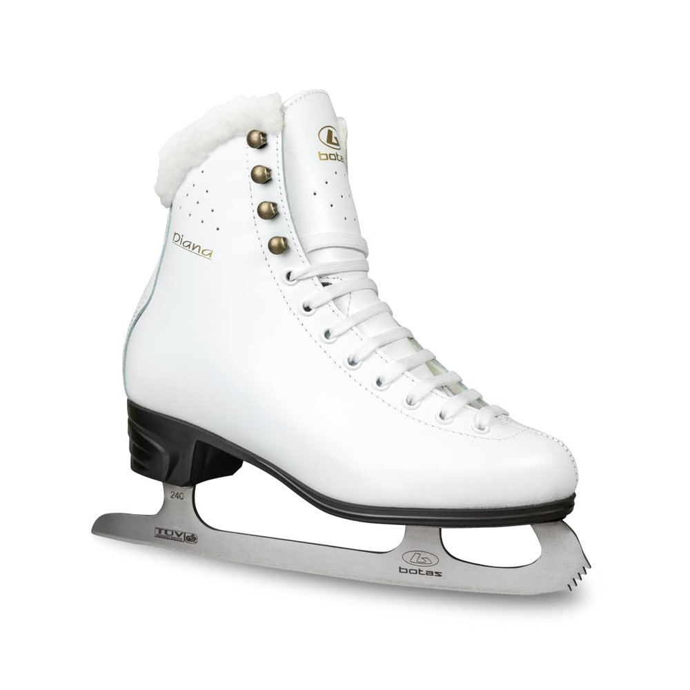 Botas - Model: Diana/Figure Ice Skates for Girls, Kids/Color: White/Graphite, Adult 7.5