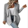 GLOPUK BOBONI Women's Jackets Autumn Waterfall Collar Open Front Coat Lightweight Fashion (Color : Light Grey, Size : X-Small) view 1