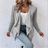 GLOPUK BOBONI Women's Jackets Autumn Waterfall Collar Open Front Coat Lightweight Fashion (Color : Light Grey, Size : X-Small) view 3