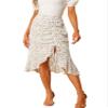 Allegra K Floral Midi Skirt for Women's Summer Casual Drawstring Side Ruffled Skirts X-Small White