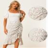 Allegra K Floral Midi Skirt for Women's Summer Casual Drawstring Side Ruffled Skirts X-Small White view 2