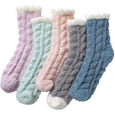 For Women Pairs Soft 5 Home Socks Sleeping Socks Socks Microfiber Fuzzy Winter Slipper Socks (Multicolor, One Size)