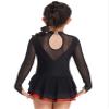 TSSOE Kids Girls Long Sleeve Sequins Printing Ice Roller Figure Skating Dress Illusion Ballet Dancewear A07 10 Years view 2