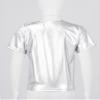 Huimingda Kids Girls Boys Shiny Metallic T-Shirt Short Sleeves Hip Hop Jazz Dance Performance Tees Festival Party Tops Silver 9-10 Years view 3