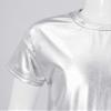Huimingda Kids Girls Boys Shiny Metallic T-Shirt Short Sleeves Hip Hop Jazz Dance Performance Tees Festival Party Tops Silver 9-10 Years view 4