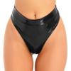 dPois Women's Shiny Latex Liquid Wet Look Zipper Crotch Hot Pants Booty Shorts Knickers Black A Medium view 1