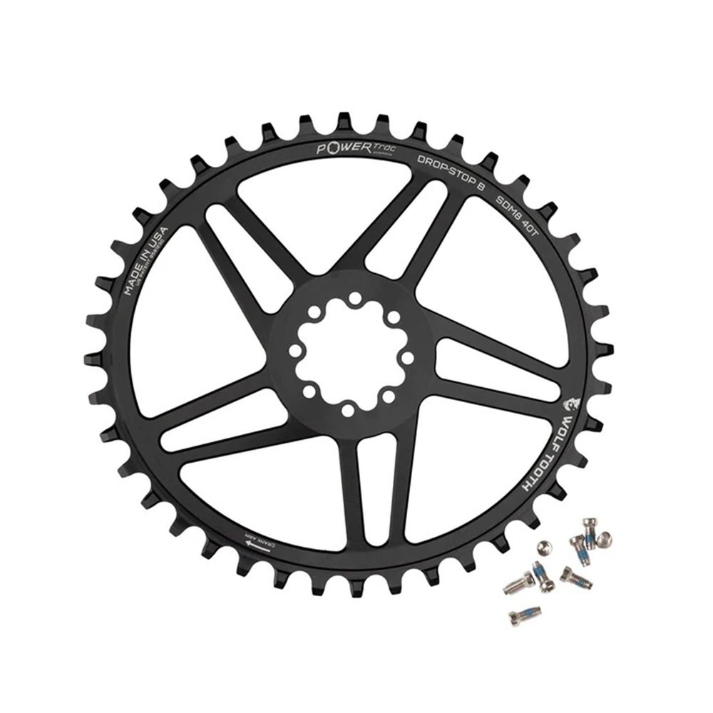 Wolf Tooth Elliptical Direct Mount Chainring - 40t SRAM Direct Mount Drop-Stop B for SRAM 8-Bolt Cranksets 6mm Offset BLK