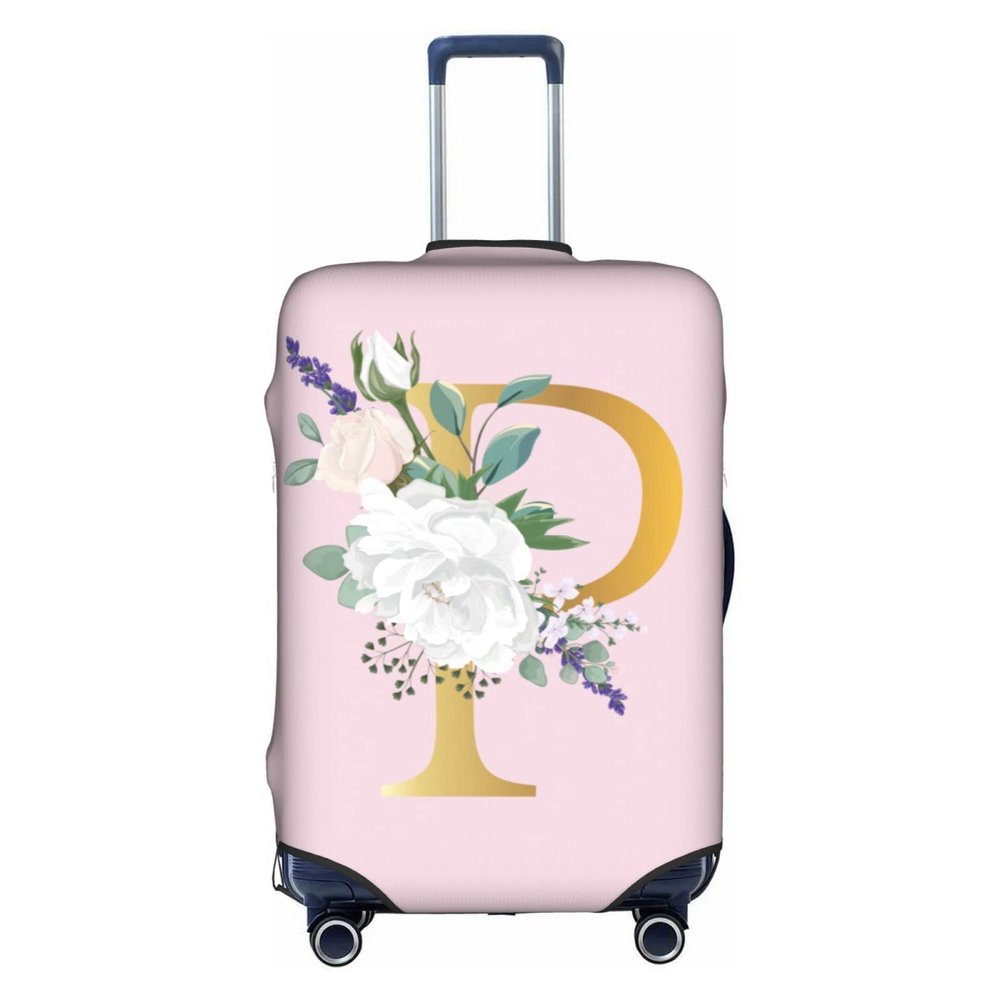 Flower Lette P Pink Luggage Cover Elastic Washable Stretch Suitcase Protector Anti-Scratch Travel Suitcase Cover for Kid and Adult S (18-21 inch suitcase)