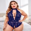 Avidlove Women Plus Size Lingerie Lace Bodysuit Halter Teddy Babydoll Navy Blue 14 Plus view 3
