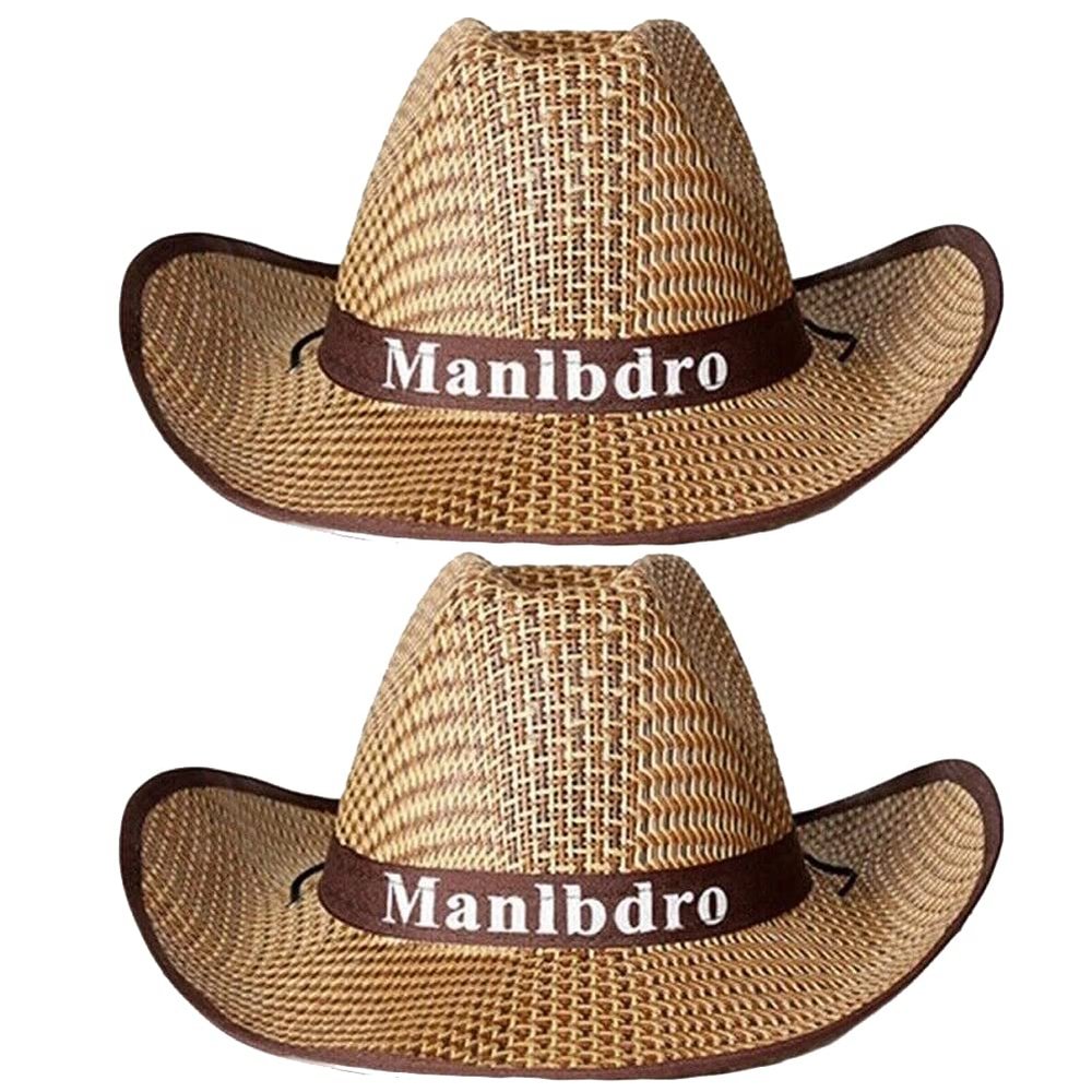 Magik 1-2 Pack Men Women Straw Cowboy Hat Summer Beach Panama Fedora Sun Wide Brim (2 Pack, Khaki)