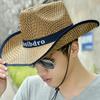Magik 1-2 Pack Men Women Straw Cowboy Hat Summer Beach Panama Fedora Sun Wide Brim (2 Pack, Khaki) view 4