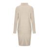 2 Piece Sweater Dress Sets for Women Long Sleeve Knit Outfits Solid Turtleneck Top Midi Skirt Bodycon Dresses Beige view 3