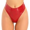 dPois Women's Shiny Latex Liquid Wet Look Zipper Crotch Hot Pants Booty Shorts Knickers Red A Large view 1