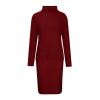 2 Piece Sweater Dress Sets for Women Long Sleeve Knit Outfits Solid Turtleneck Top Midi Skirt Bodycon Dresses Red view 3