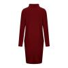 2 Piece Sweater Dress Sets for Women Long Sleeve Knit Outfits Solid Turtleneck Top Midi Skirt Bodycon Dresses Red view 4