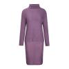 2 Piece Sweater Dress Sets for Women Long Sleeve Knit Outfits Solid Turtleneck Top Midi Skirt Bodycon Dresses Purple view 4
