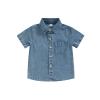 Andannby Kids Baby Boy Short Sleeve Denim Shirt Toddler Lapel Neck Button Down Pocket Denim Tshirt Tops Blouse (Blue, 3-4 Years) view 1
