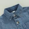 Andannby Kids Baby Boy Short Sleeve Denim Shirt Toddler Lapel Neck Button Down Pocket Denim Tshirt Tops Blouse (Blue, 5-6 Years) view 4